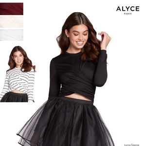 black crisscross crew neck wrap top